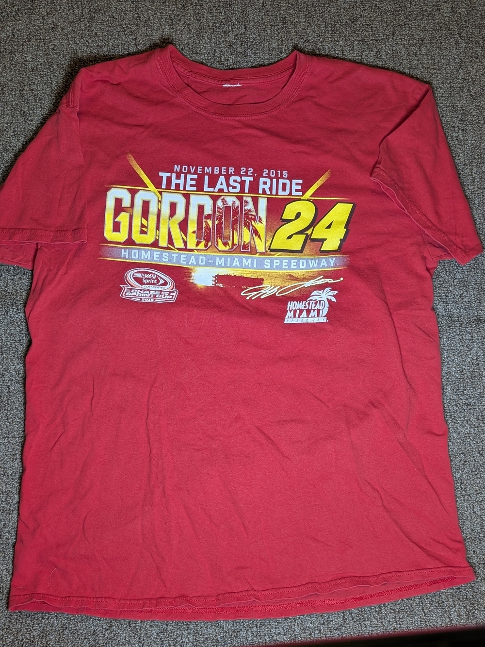 Jeff Gordon The Last Ride 2015 Shirt Homestead Miami Speedway Nascar Red Medium